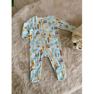 Pieros Baby 0082 Erkek Bebek Fermuarlı Patikli Tulum