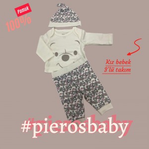 Pieros Baby 0021 Kız Bebek 3'lü Takım